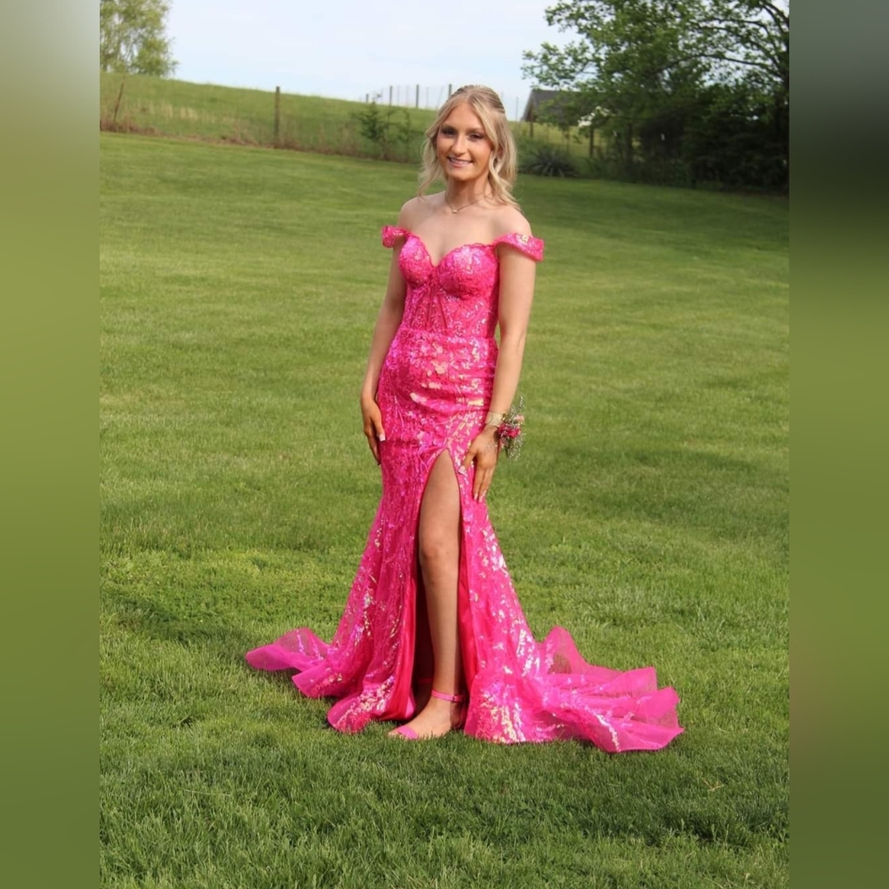 Sherri Hill Pink Sequin Prom Dress - Picture 2 of 8